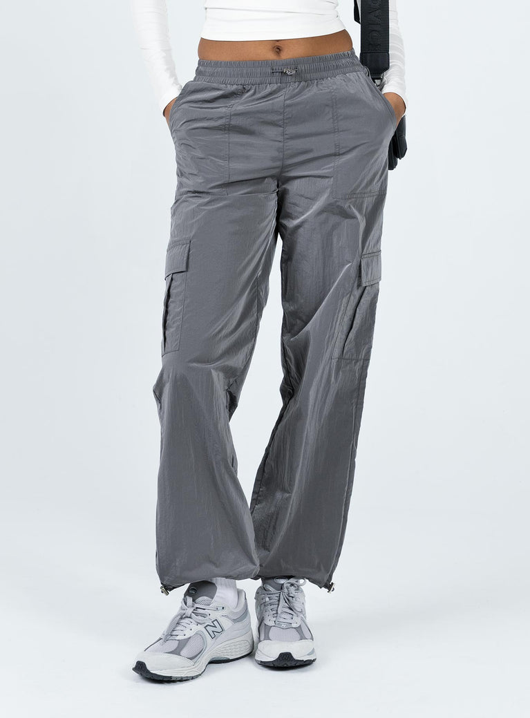 Buy LOOSE GREY POLYESTER PARACHUTE TROUSERS for Women Online in India