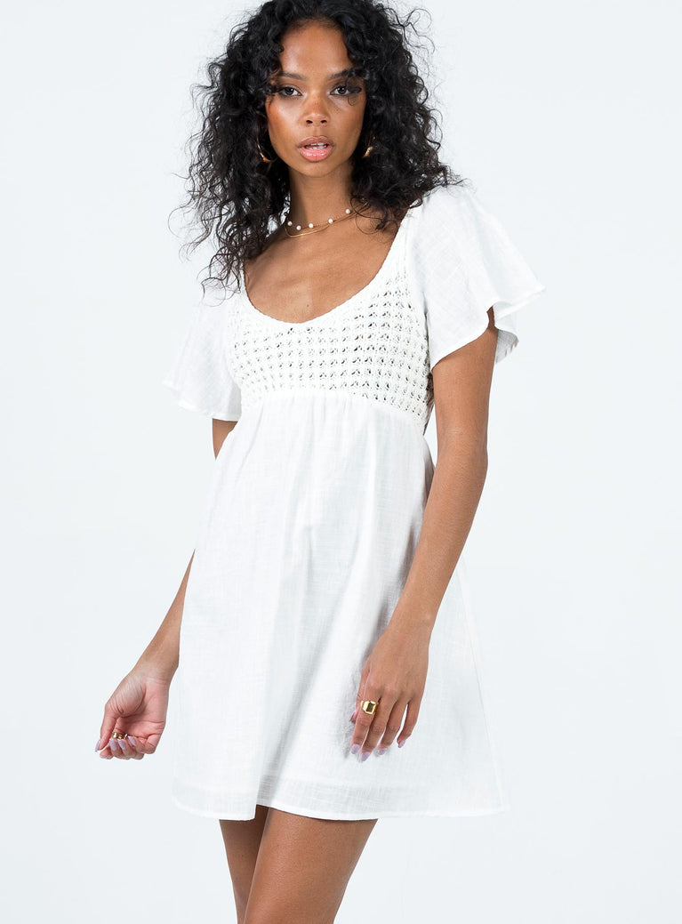 Derena Crochet Bust Mini Dress White