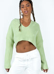 Benson Cropped Sweater Green Princess Polly  Cropped 