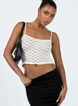 Crop top Textured knit material Adjustable shoulder straps   Good stretch