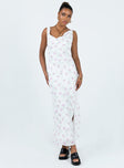 Maxi dress Floral print Cowl neck Invisible zip fastening at side Side split Non-stretch Fully lined