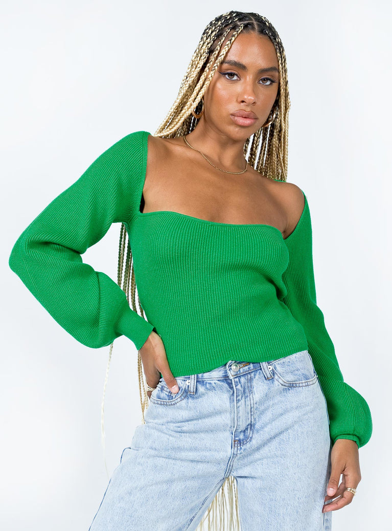 Eliza Sweater Green Princess Polly  Cropped 