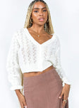 Lyric Cropped Cardigan White Princess Polly  Cropped 