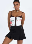 Front view of model wearing  front Jack Mini Skirt Black Princess Polly  Mini Skirts 