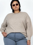 Front view of model wearing  front Ryanna Sweater Beige Curve Princess Polly  