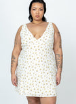 Princess Polly Plunger  Nellie Mini Dress White / Yellow Floral Curve