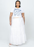 Front view of model wearing  front Korban Maxi Skirt White Curve Princess Polly  Maxi 