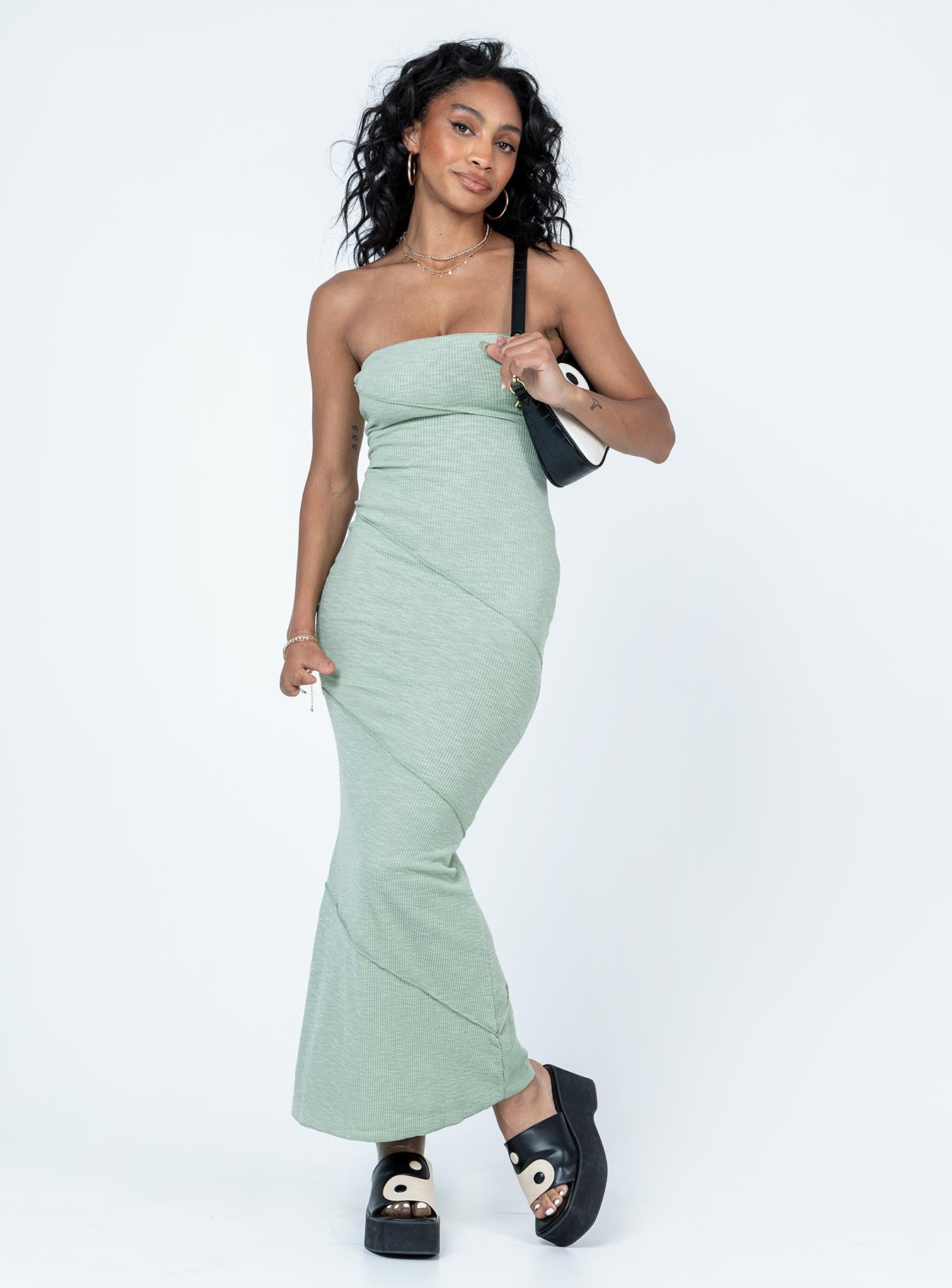 product Princess Polly High Neck  Oscar Midi Dress Sage Green
