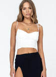 Front view of model wearing  front Princess Polly Sleeveless Square Neck  Stephano Top White