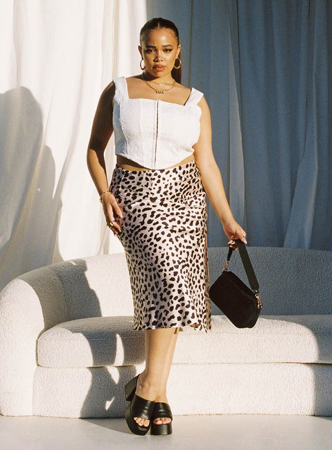 product Nia Midi Skirt Beige Curve Princess Polly  Midi Skirts 