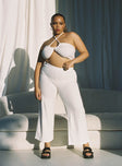 Matching set Terry towelling material Crop top Halter style fastening Can be worn multiple ways High waisted pants Flared leg Elasticated waistband