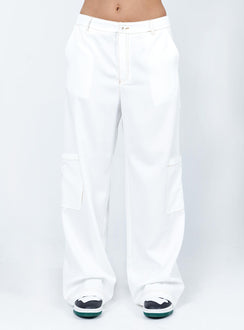 front view of model wearing Princess Polly Charlize Pants White 