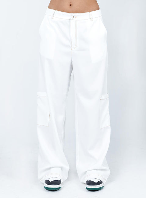 front view of model wearing Princess Polly Charlize Pants White 