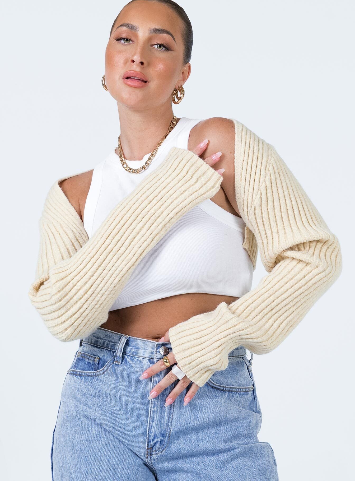 Cream shrugs and on sale boleros