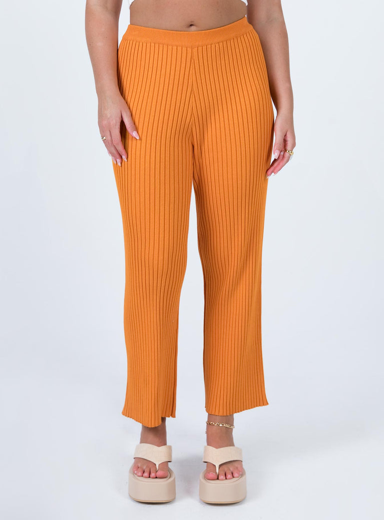 Ginny Ribbed Knit Pants Orange