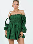 Princess Polly Square Neck  Ceara Long Sleeve Mini Dress Green
