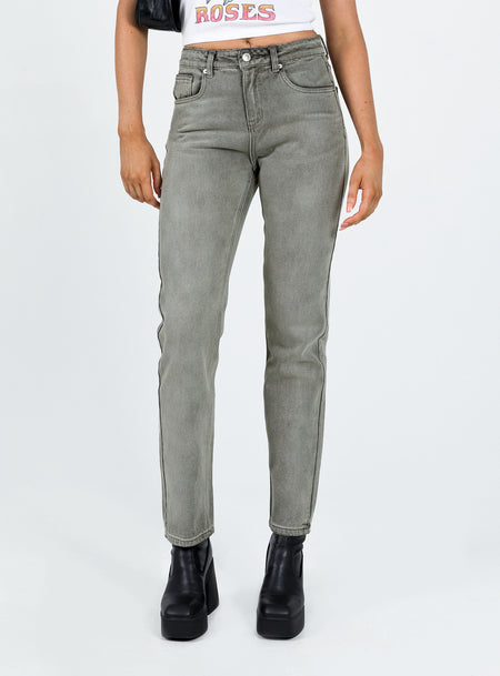 Princess Polly High Rise  Tangmere Mid Rise Slim Jeans Grey