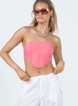 Front view of model wearing  front Princess Polly Sleeveless Square Neck  Adamson Bustier Top Pink