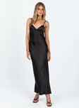 Princess Polly Asymmetric Neckline  Stravo Maxi Dress Black