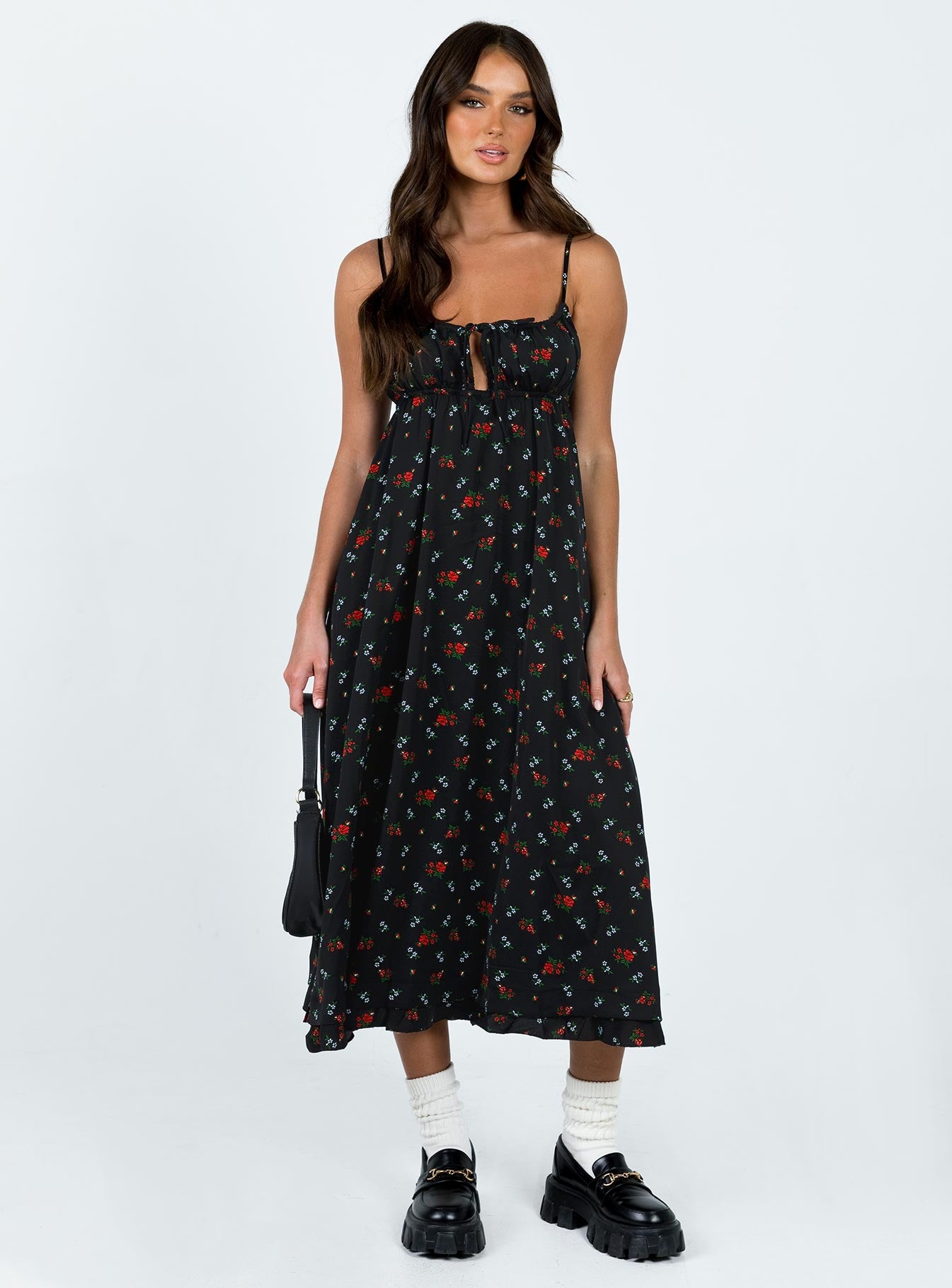 product Princess Polly Square Neck  Empress Of Love Maxi Dress Black Floral