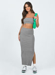 Matching set Ribbed knit material Strapless crop top Midi skirt