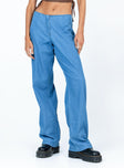 front view of model wearing Princess Polly Motel Sedna Trouser Denim Stone Wash Blue 