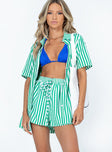 Chloe Short Sleeve Set Green Stripe