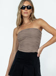 Cecile Strapless Top Brown