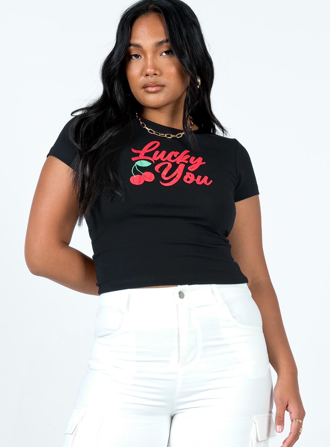 Lucky you cherry tee black