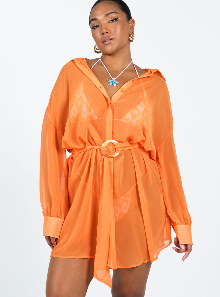 product Princess Polly V-Neck  Hennie Long Sleeve Mini Dress Orange