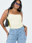 Front view of model wearing  front Princess Polly Sleeveless Square Neck  Carta Tube Corset Top Yellow