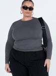 product Princess Polly Full Sleeves Asymmetric Neckline  Arnim Long Sleeve Top Grey Curve