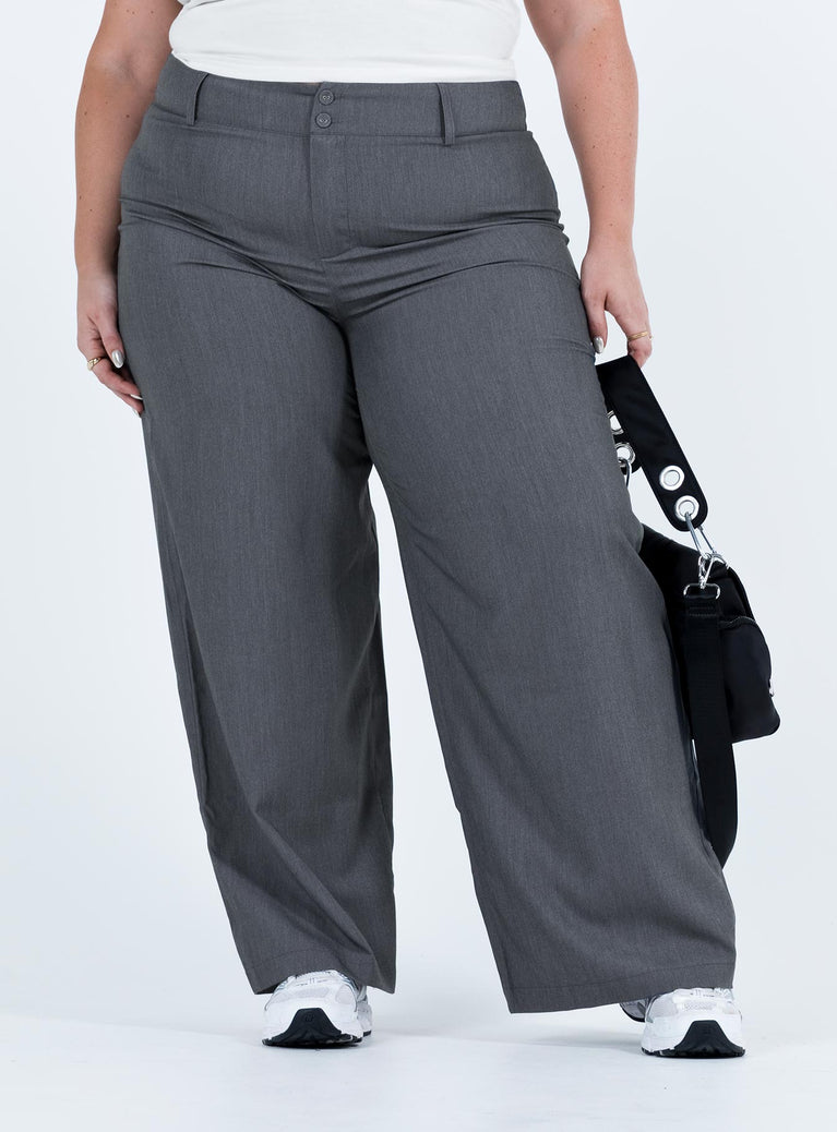 product Princess Polly Low Rise Pants Low Rise Pants Low Rise Pants High Waisted Pants  Alaina Pants Grey Curve