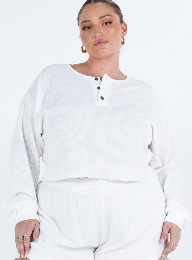 Mia Cropped Henley White Curve Princess Polly  Cropped 
