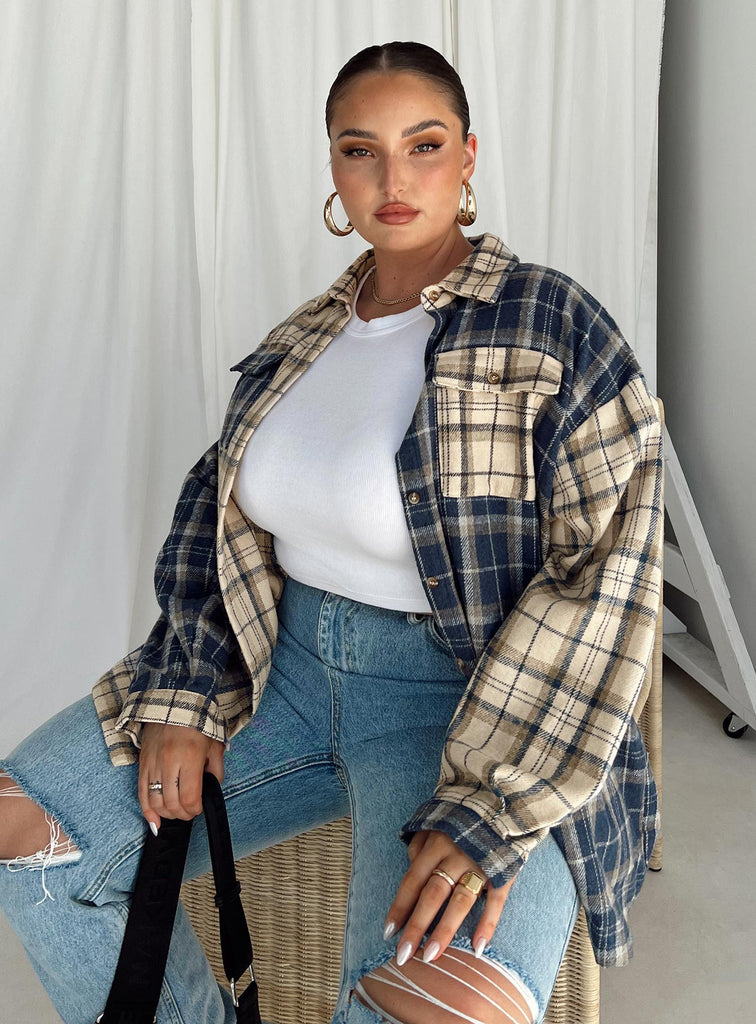 Unity Check Shirt Blue Curve | Princess Polly