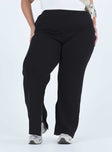 Princess Polly mid-rise  Allen Ribbed Pants Black Curve