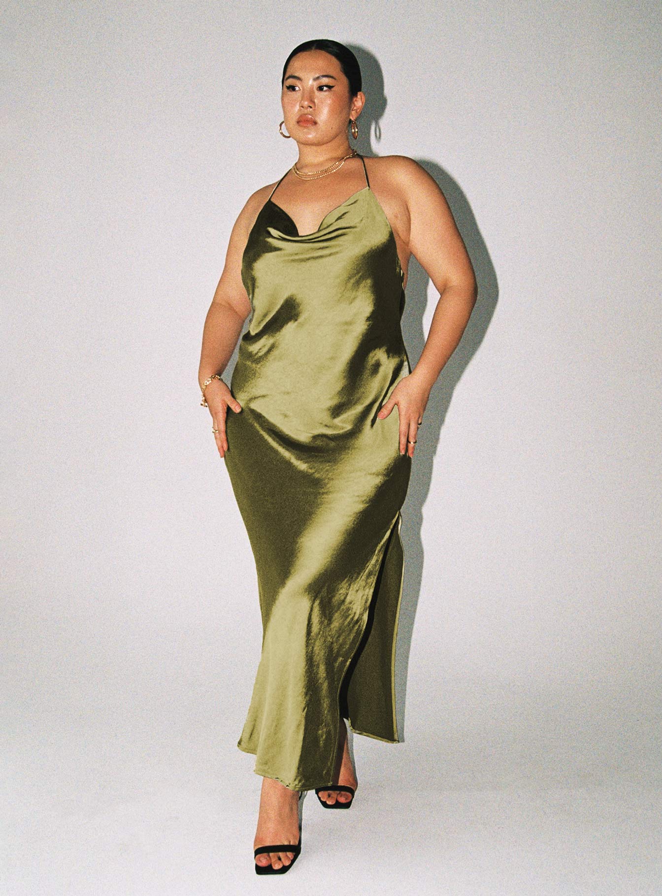 Green curve dress sales