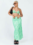   front view of model wearing Princess Polly Caspian Midi Skirt Green 