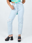 Princess Polly Mid Rise  Cedar Straight Leg Denim Jeans