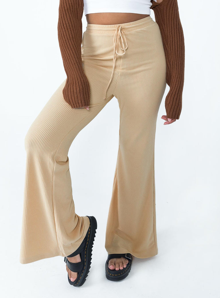 front view of model wearing Princess Polly Julian Pants Beige 