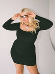 Princess Polly Square Neck  Denielle Mini Dress Black Curve