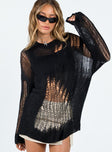Glazier Distressed Sweater Black Princess Polly  long 