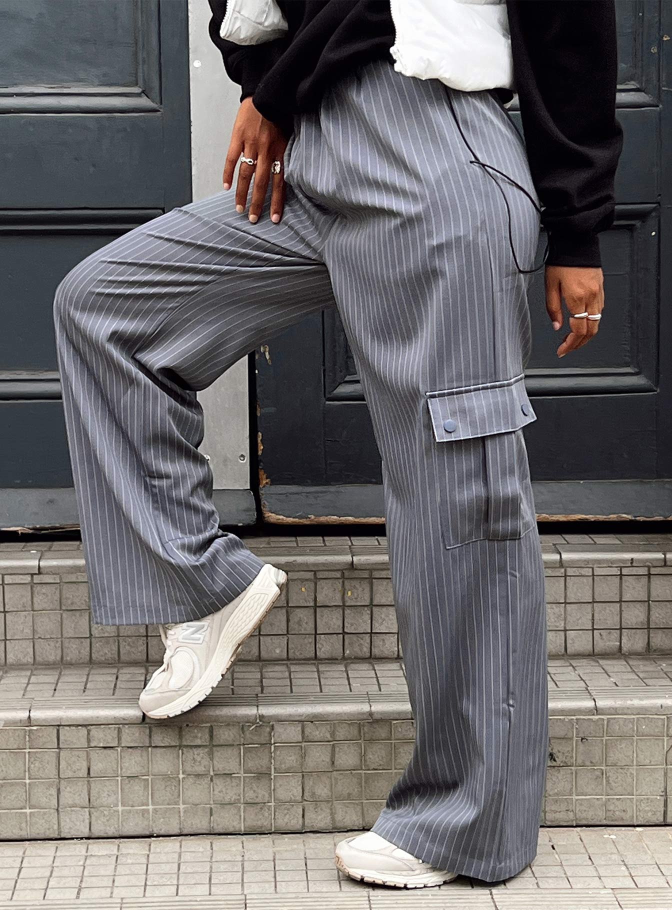 Men Striped Business Trousers Grey Business Casual Dress Pants Slim Fit  Bottoms - Walmart.com