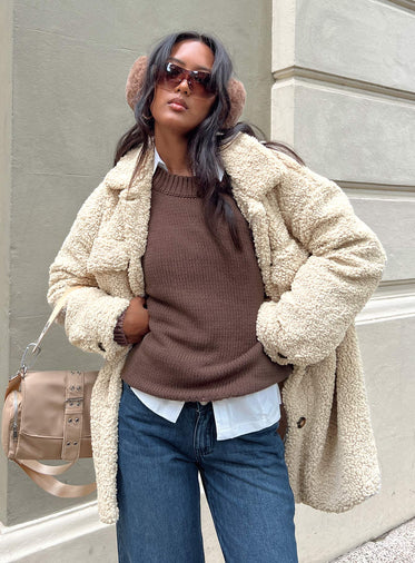 Harmony Balloon Sleeve Knit Sweater Dark Brown