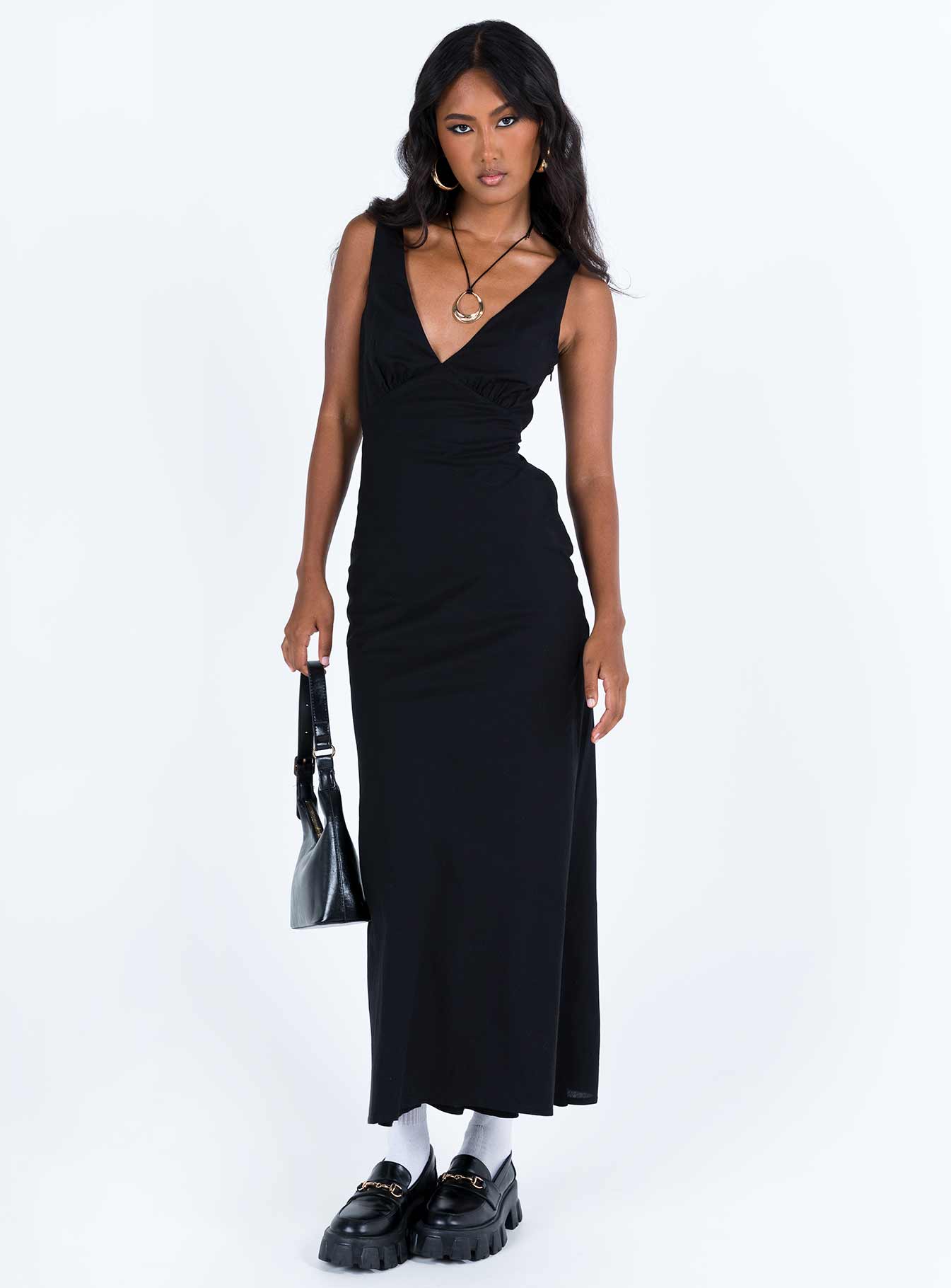 Nellie maxi dress black linen