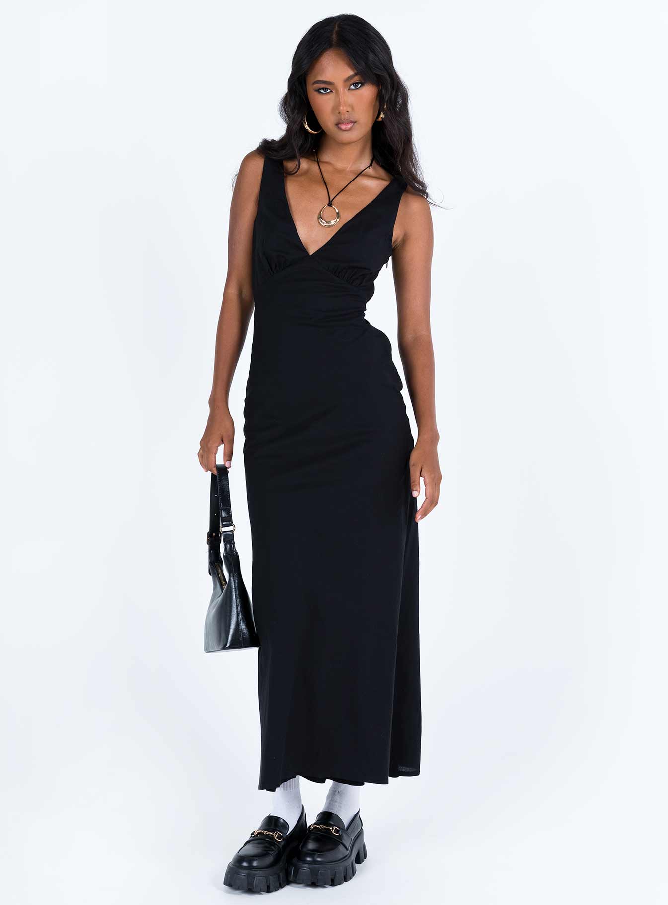 Nellie Maxi Dress Black Linen | Princess Polly Nellie Maxi Dress Black Linen | Princess Polly