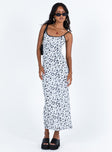 Front view of model wearing  front Princess Polly Crew Neck  Knox Maxi Dress White / Black Floral