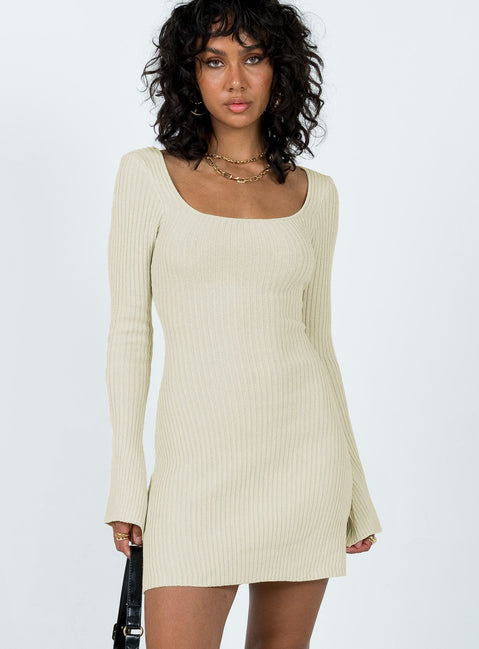Brownhall Long Sleeve Mini Dress | Beige | Womens | Princess Polly Brownhall Long Sleeve Mini Dress | Beige | Womens | Princess Polly