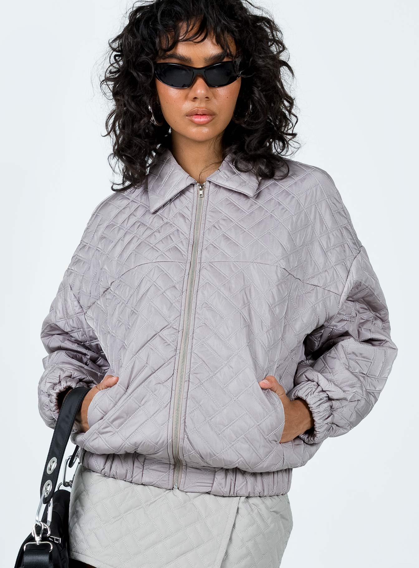 Suffolk quilted bomber jacket grey