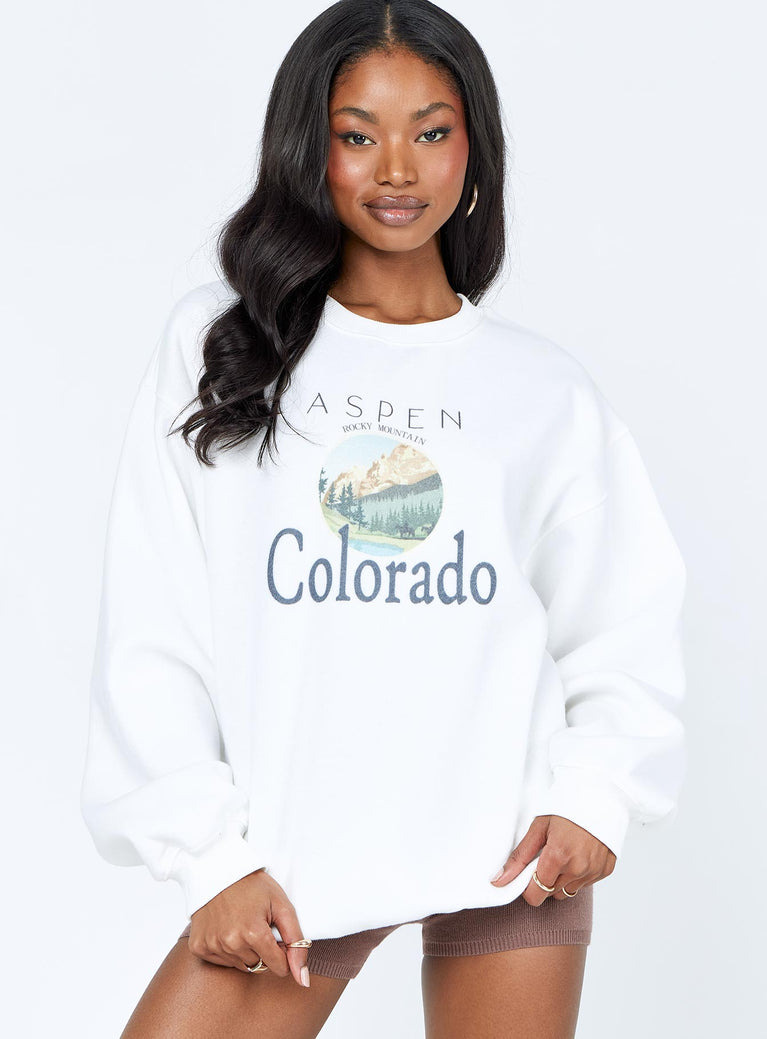 Colorado Oversized Crewneck Sweatshirt White Princess Polly  regular 